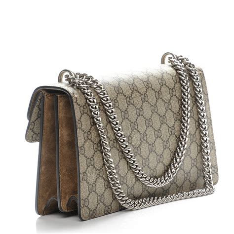 gucci dionysus small taupe suede|Dionysus small shoulder bag in GG Supreme and taupe suede.